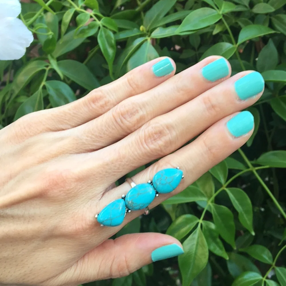 Turquoise + Silver Boho Statement Ring