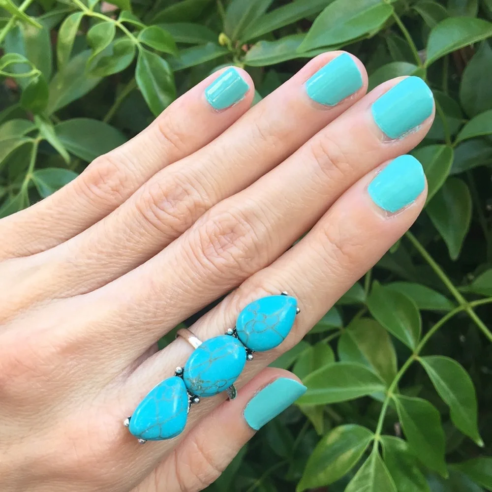Turquoise + Silver Boho Statement Ring