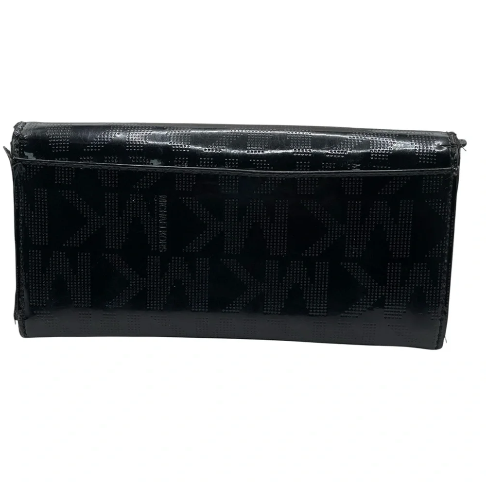 ❤️ Michael Kors Fulton Black Patent Leather Continental Wallet