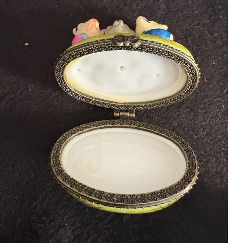 THREE BLIND MICE NURSERY RHYME HINGED CERAMIC TRINKET BOX