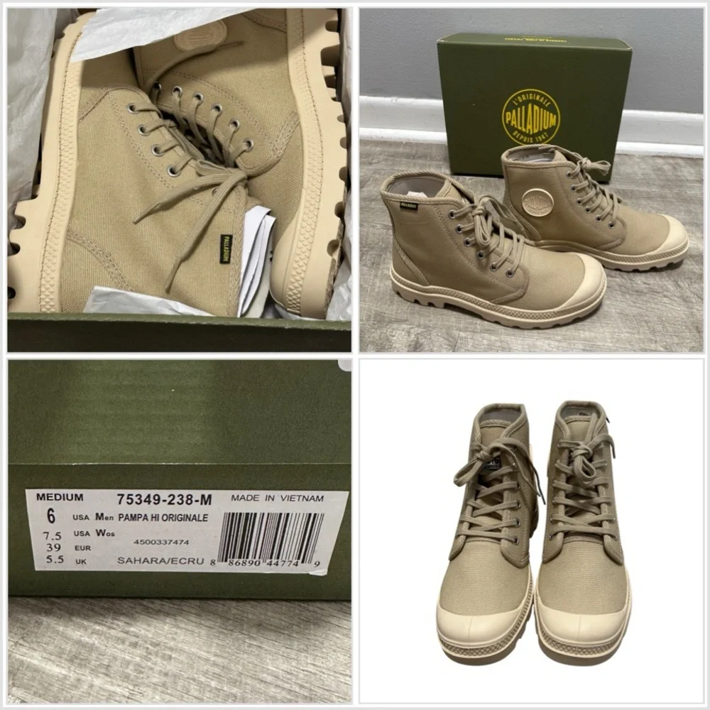Palladium Women 7.5 Mens 6 Sand Shoes Ankle Canvas High Top Lace Up Trainers