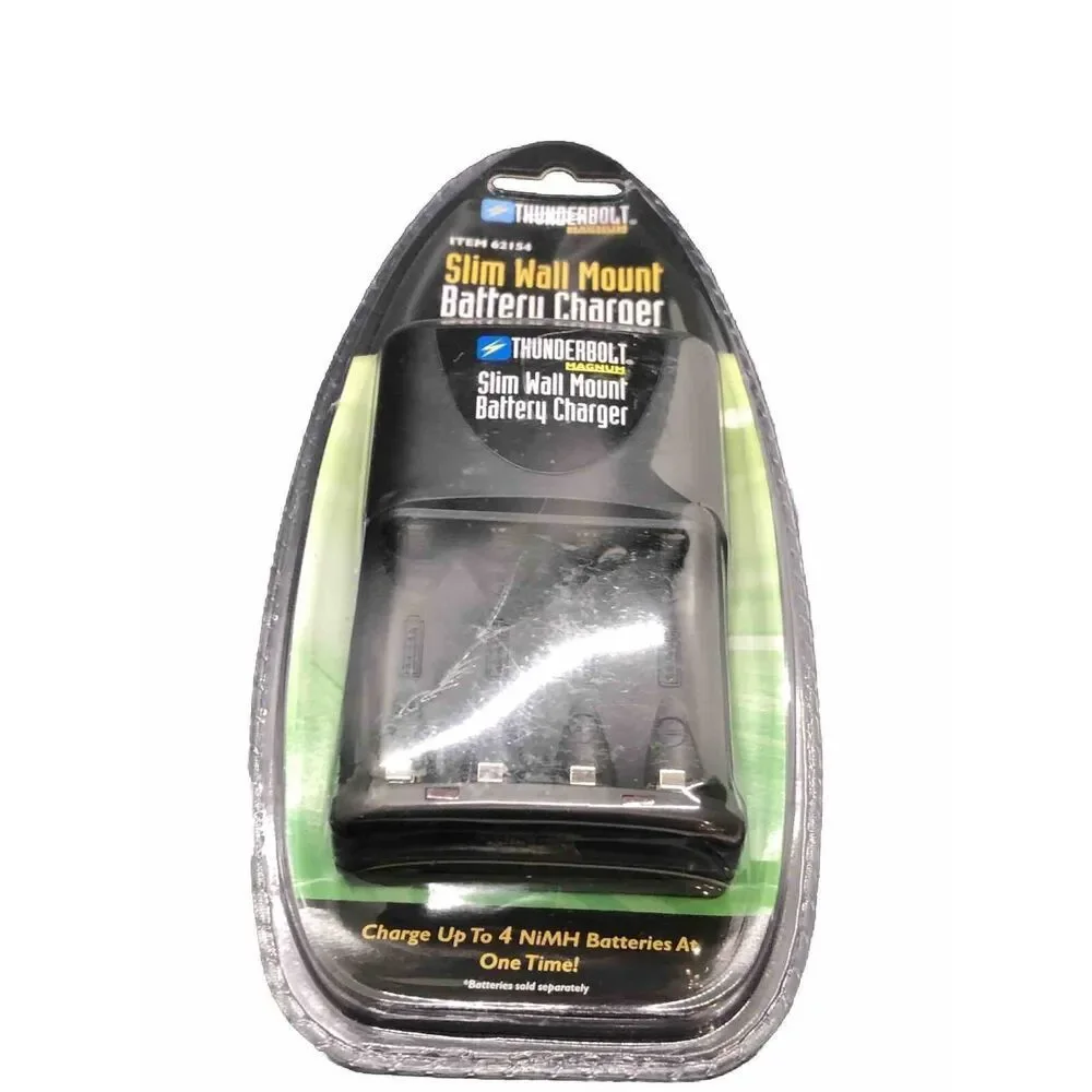 THUNDERBOLT Magnum Slim Wall Mount AA/AAA Battery Charger NEW —4 NiMH At 1 Time