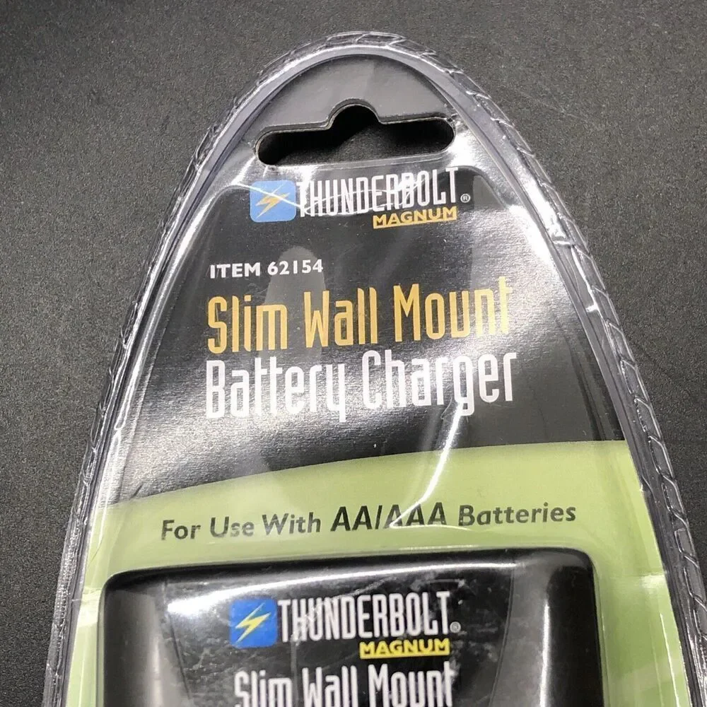 THUNDERBOLT Magnum Slim Wall Mount AA/AAA Battery Charger NEW —4 NiMH At 1 Time