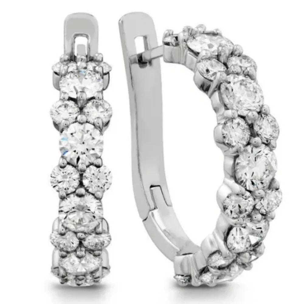 🌸Gorgeous Cz Diamond Cluster C Hoop half hoop earring hoops.