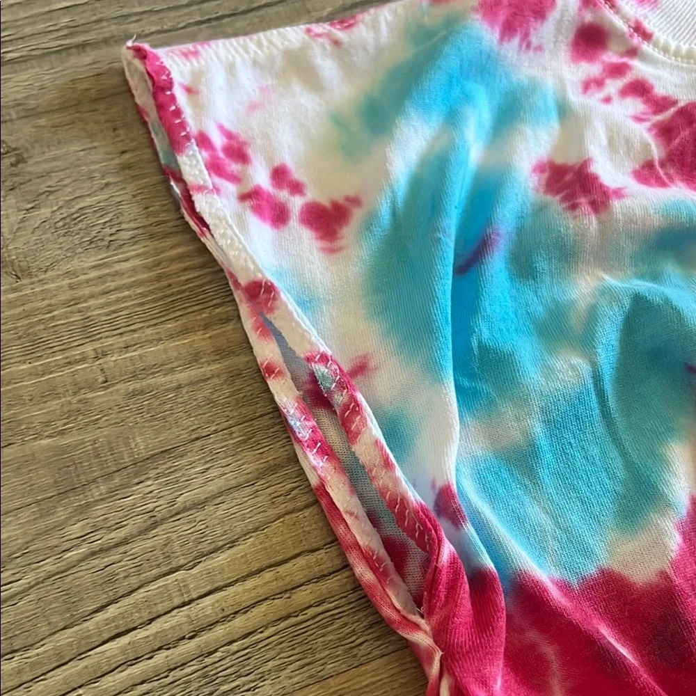 Upcycled / Reworked Handmade Tie Dyed T-Shirt Dress w/ Side Cutouts Size: XS