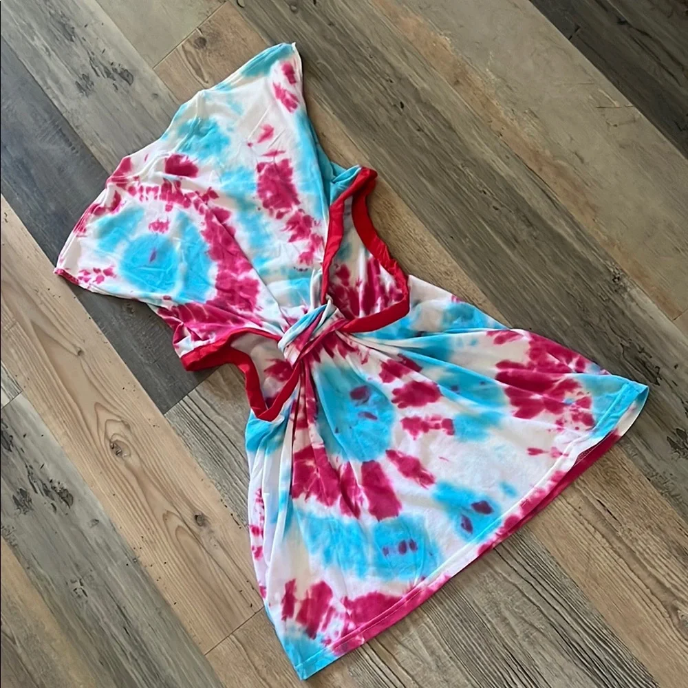 Upcycled / Reworked Handmade Tie Dyed T-Shirt Dress w/ Side Cutouts Size: XS