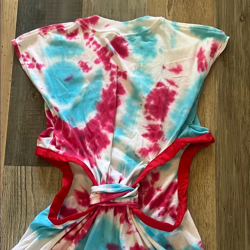 Upcycled / Reworked Handmade Tie Dyed T-Shirt Dress w/ Side Cutouts Size: XS