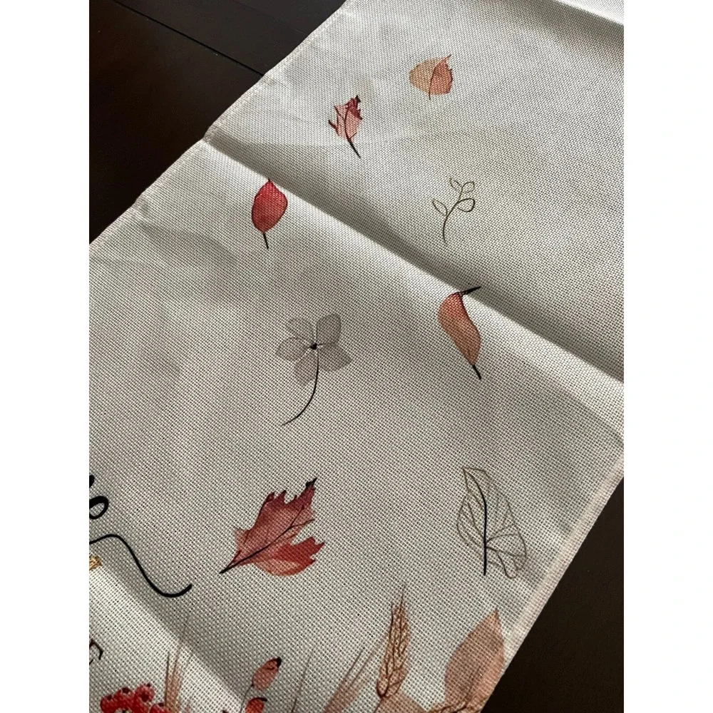 1pc Autumn Home Sweet Home Pumpkins Table Runner  72 Inches Long Burlap