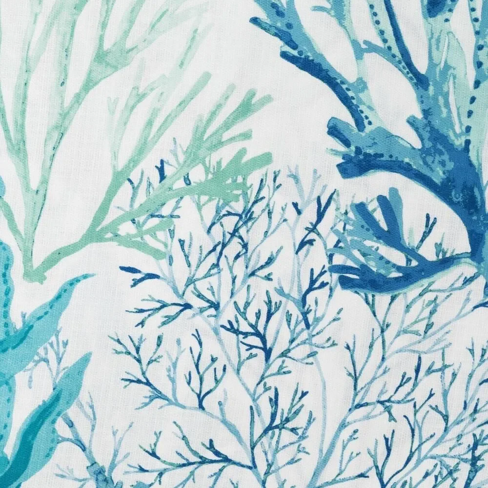 Zenna Coral Dream Shower Curtain Blue Green White Polyester 70 x 72-in Bath Gift