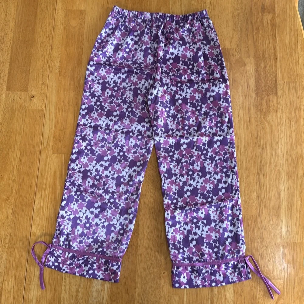 ✋ Girls Limited Too Purple Pink Floral Butterfly Pajama Set Size 7 Silky