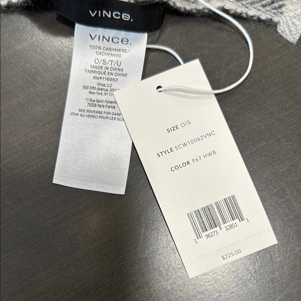 NWT Vince Cashmere Scarf in Gray and White