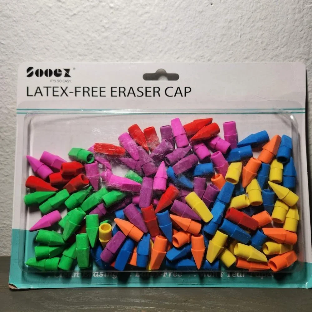 120 Pack Pencil Erasers Top Cap Eraser school classroom Supplies 7 Colors Latex-