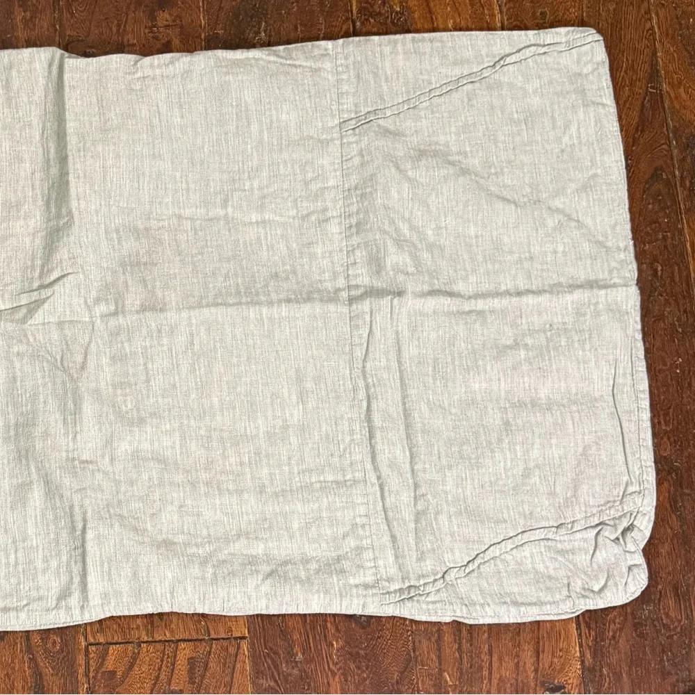 West Elm Pleated Grid Heather Gray Shams King NWT