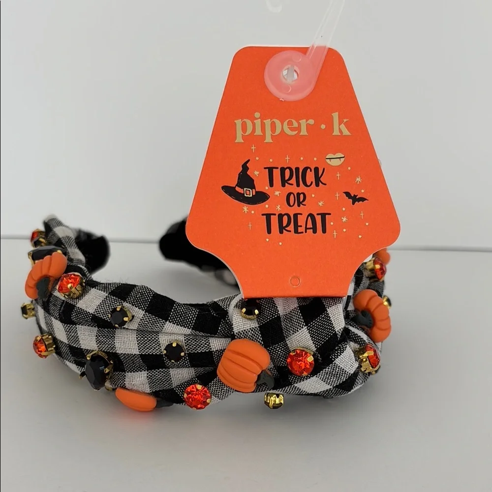 Piper K Embellished  Black and White Halloween Headband