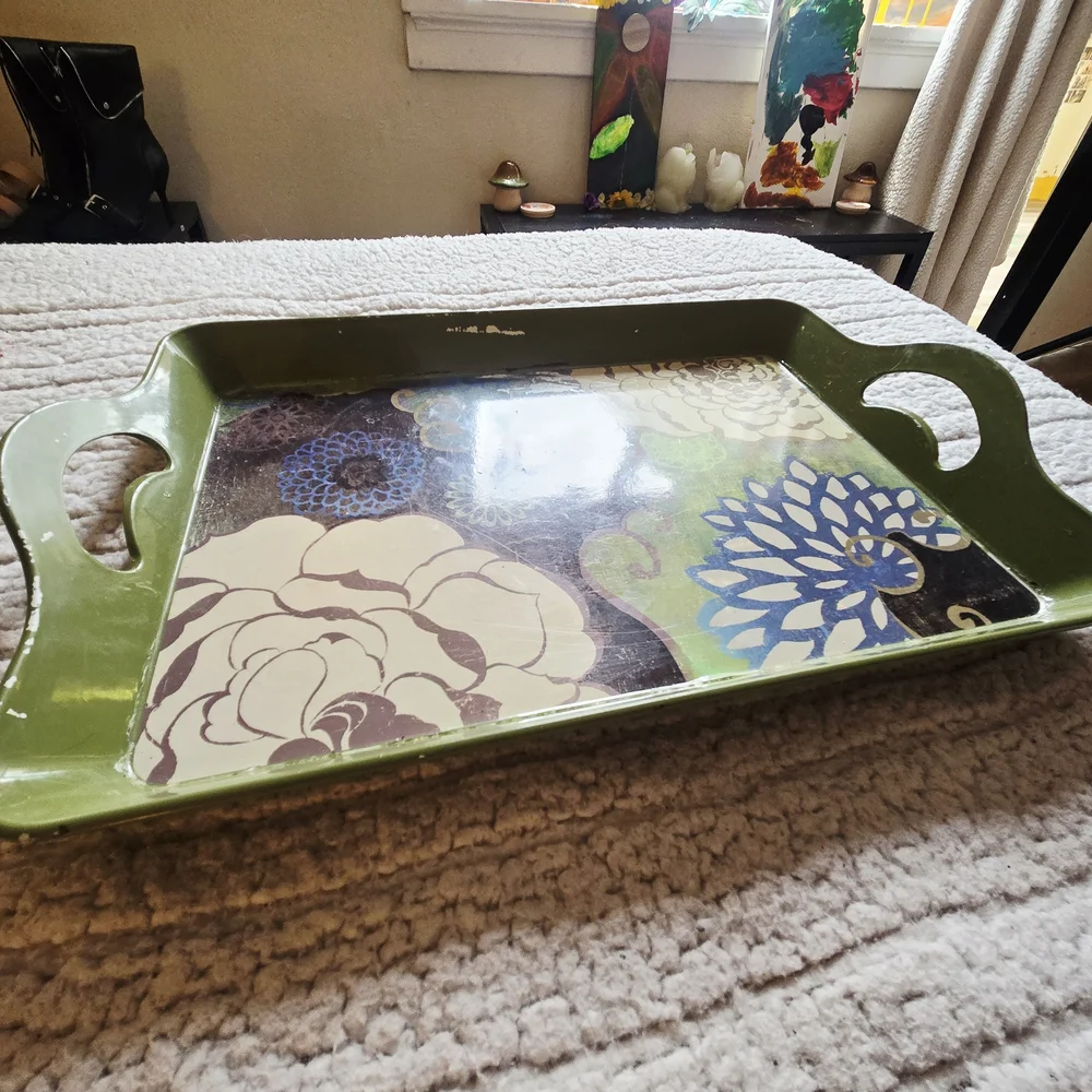Floral Green Serving Tray