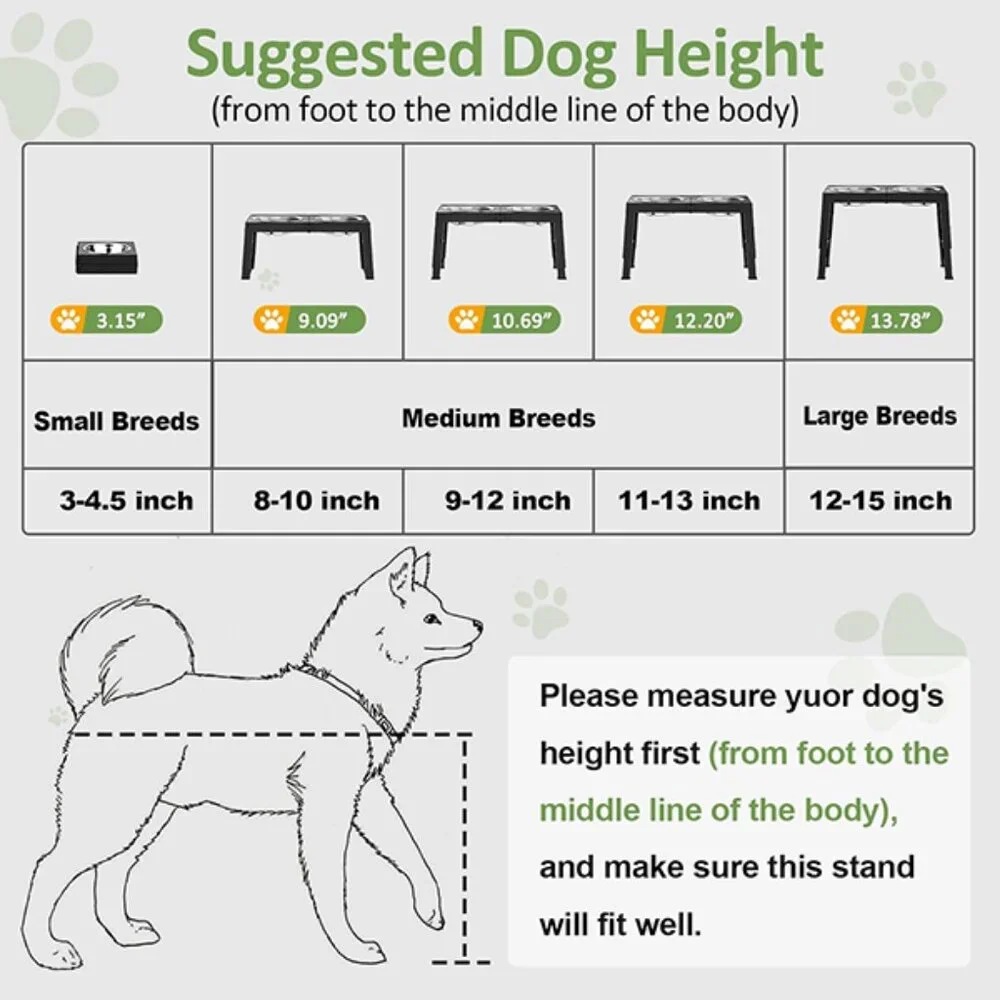 New Elevated Dog Bowls for Large Breeds Adjustable Raised Stand 5 Heights