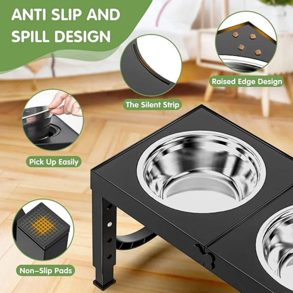 New Elevated Dog Bowls for Large Breeds Adjustable Raised Stand 5 Heights