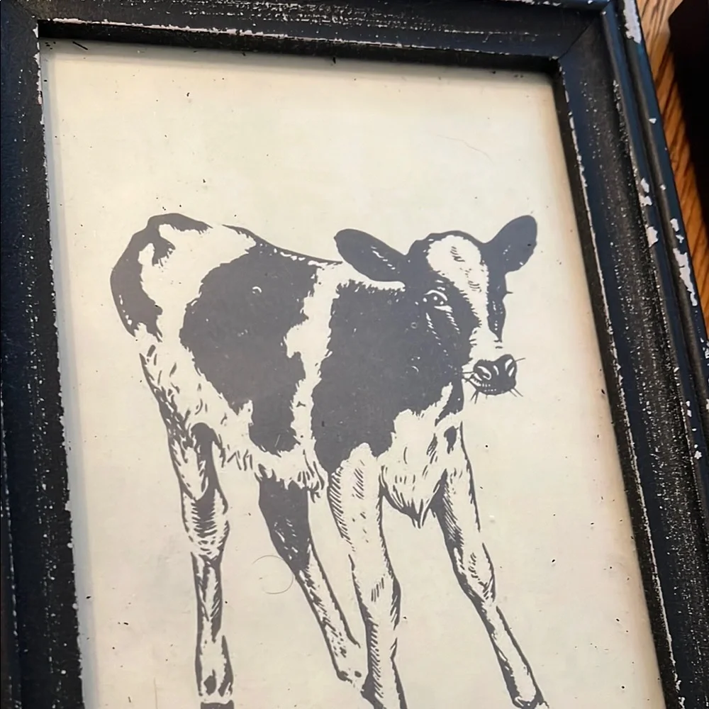 Black Rustic Farmhouse Picture Frames with Vintage Animal Photos