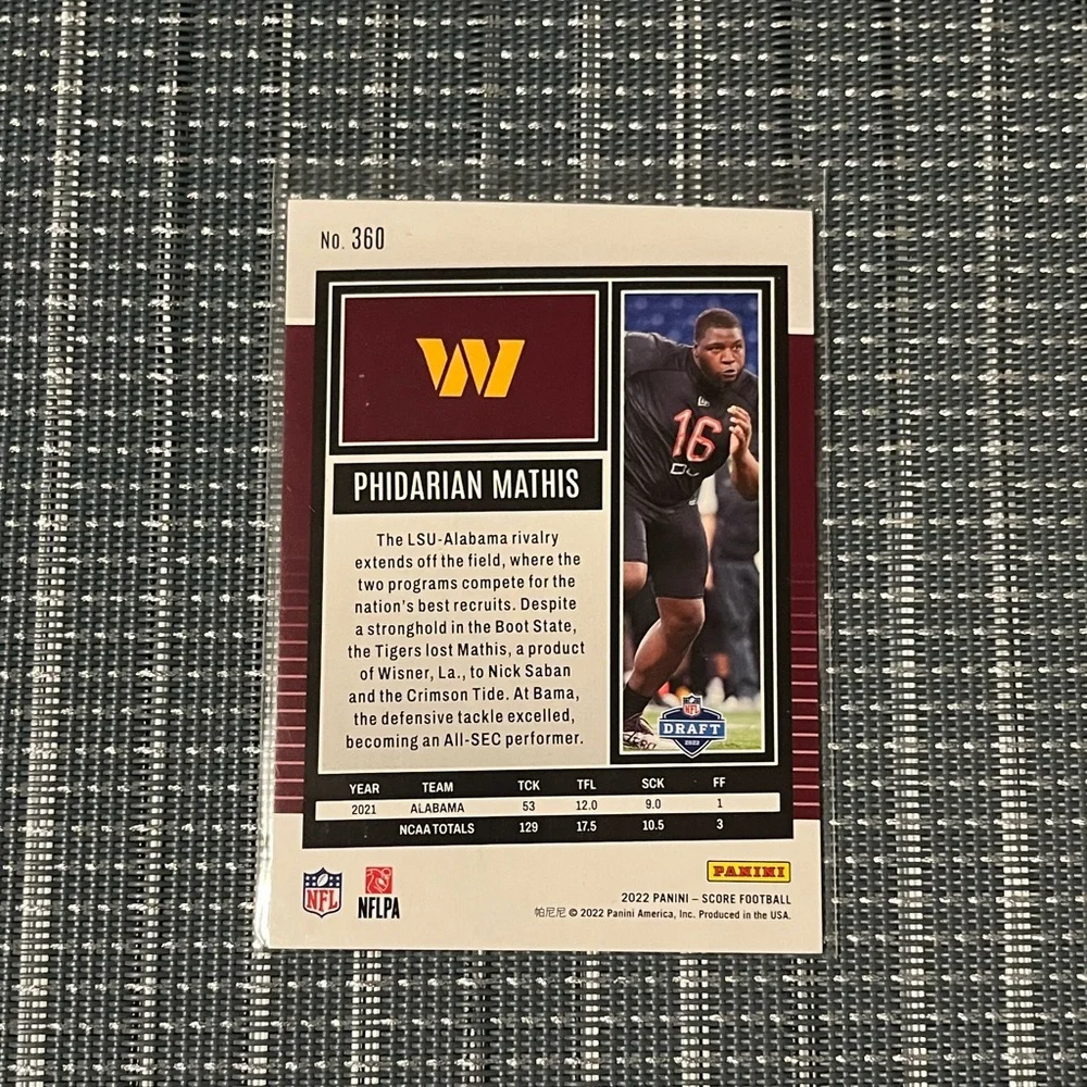 Num RC: 144/299 🏈 Phidarian Mathis 2022 Panini Score Rookie Card #360, Qty 1