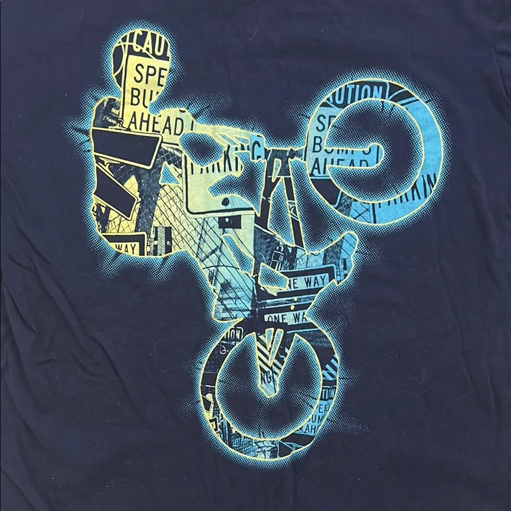 The Children's Place Navy Blue BMX Bike X Games Graphic Tee Boys L 10-12