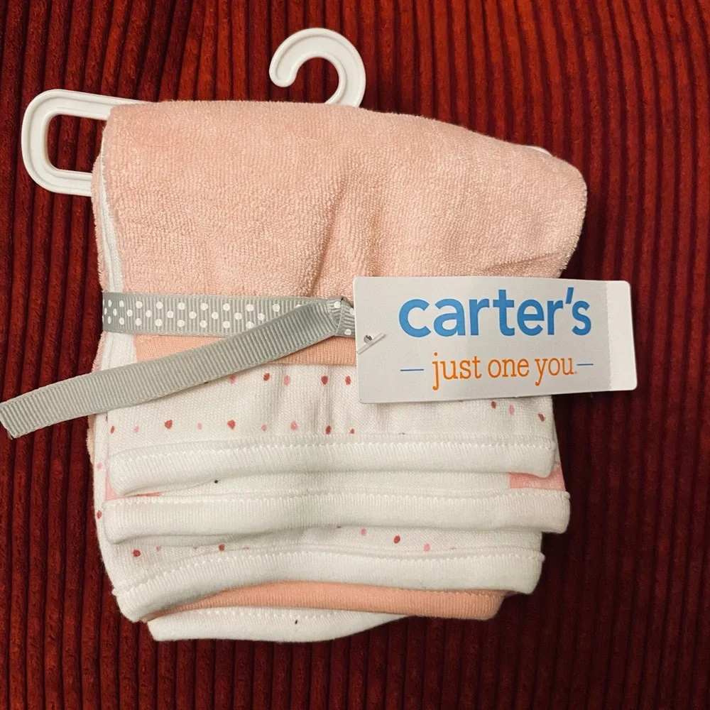 Carter's Pink and White Baby Washcloth Set