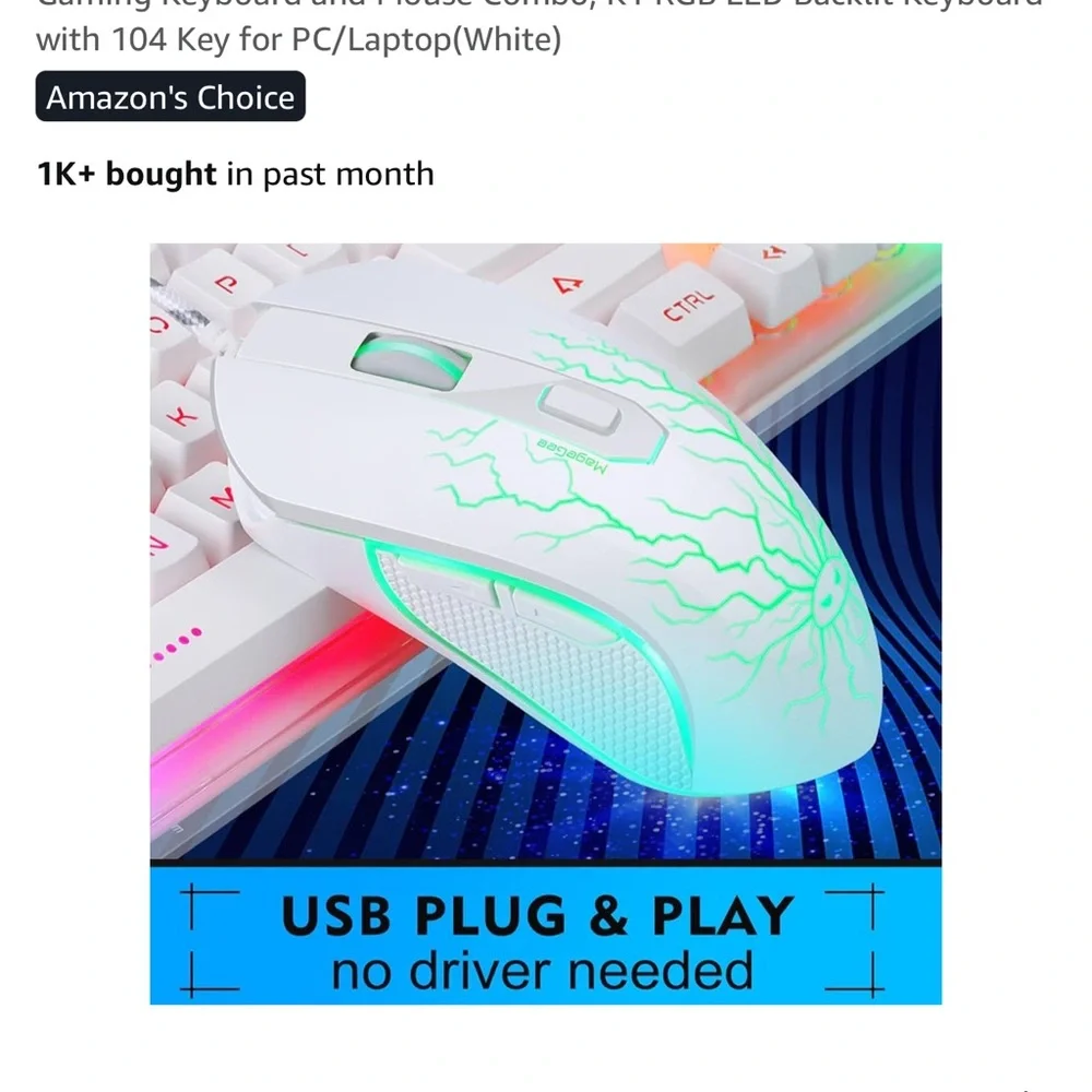 MageGee K1 Keyboard and Mouse Combo - White