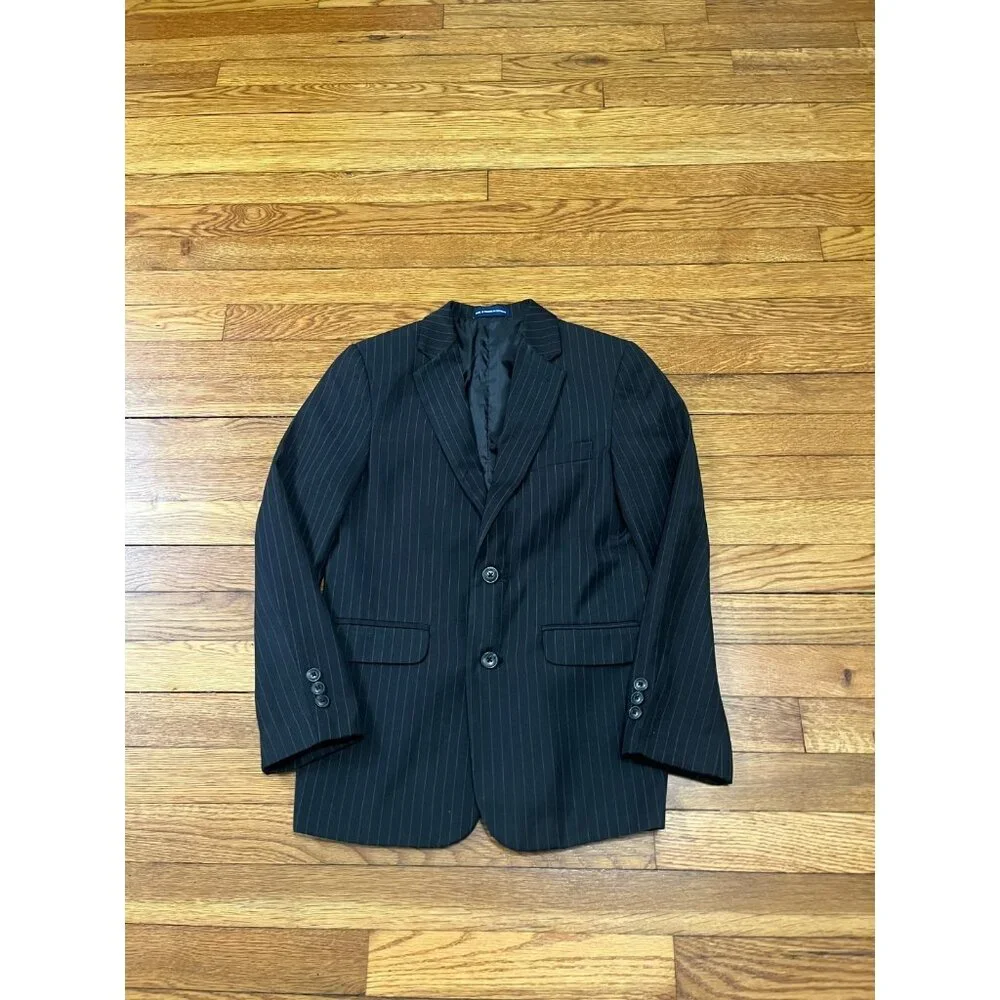 Chaps Boys Blazer Size 12 Regular Black Pinstripe 2 Button Sport Jacket