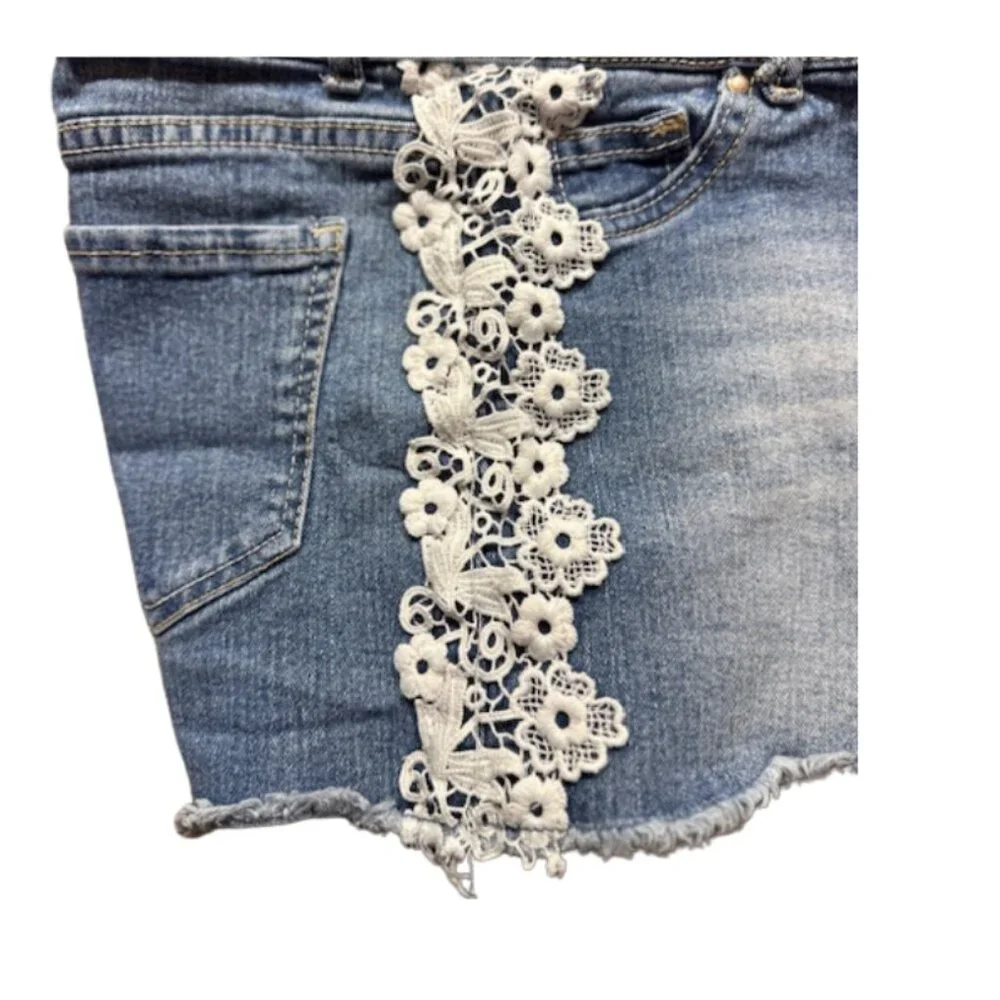 Jordache Girls Floral Denim Shorts Size 14