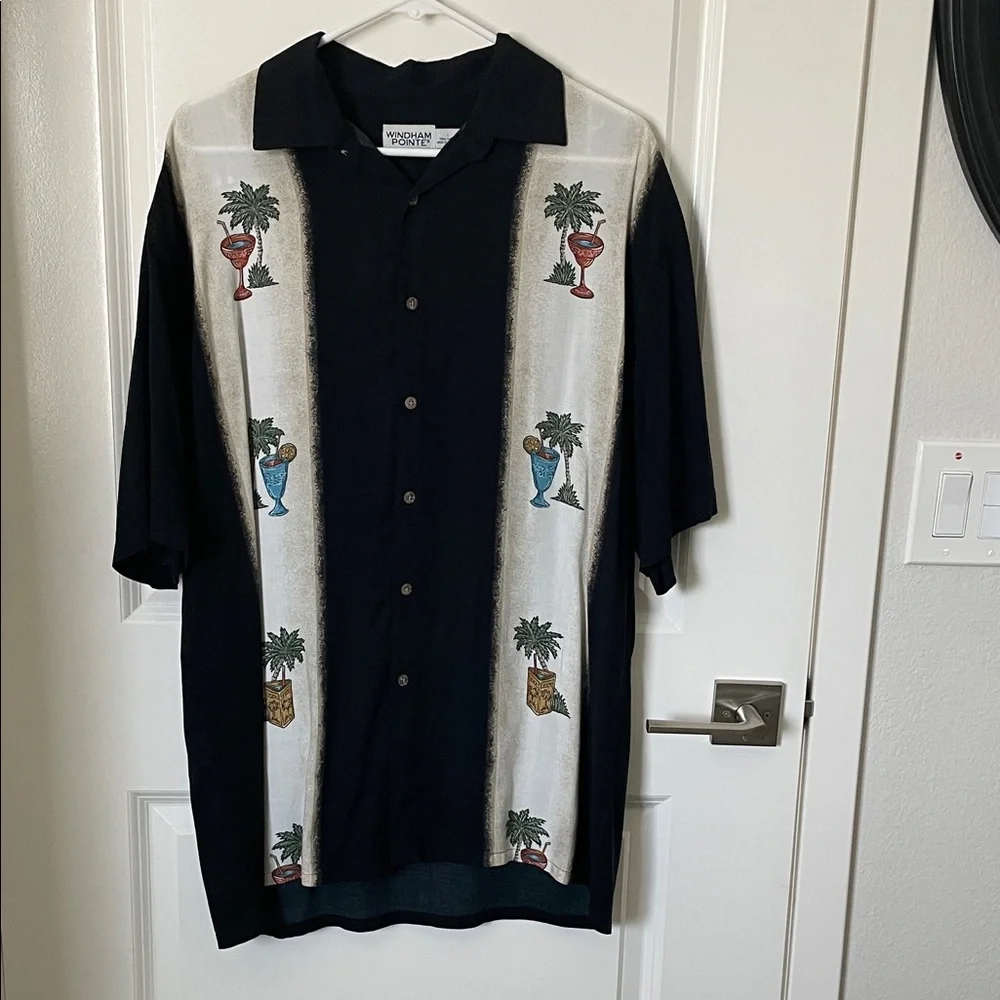 Tropical Vibes Black and White Men's Shirt