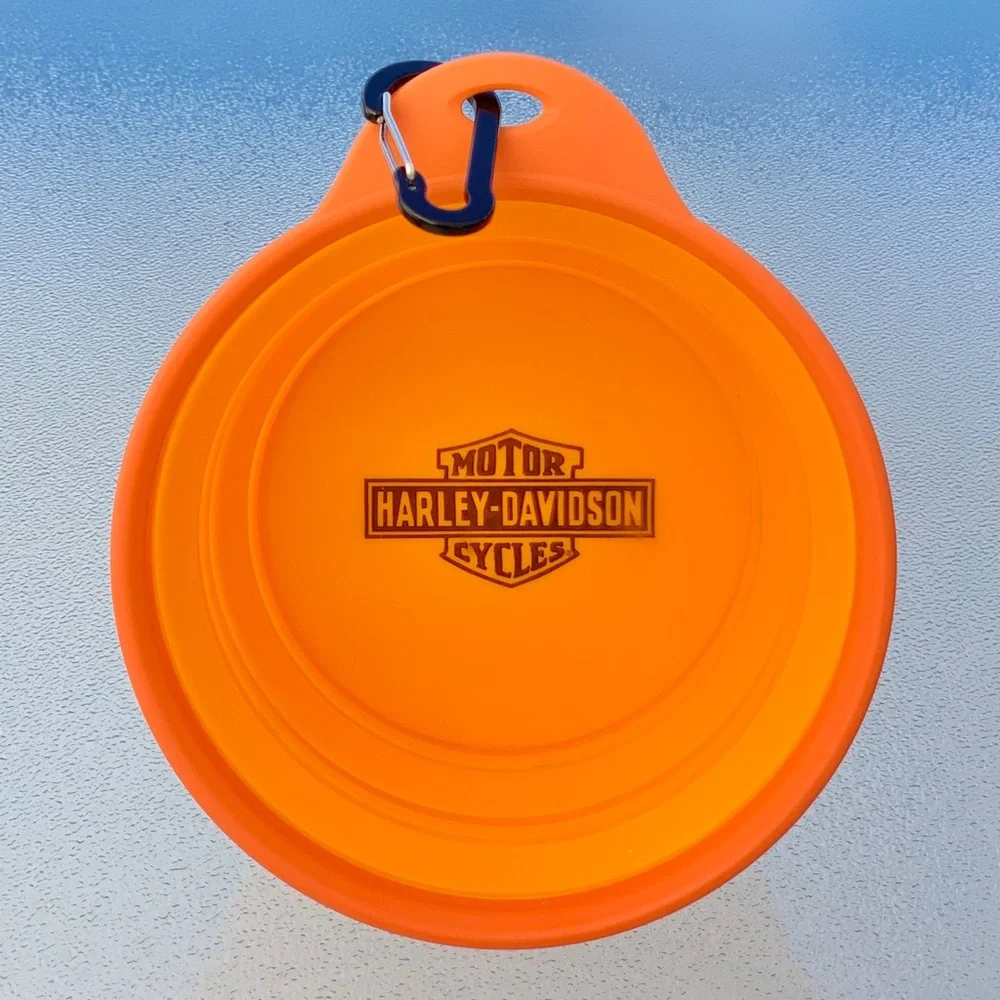 Harley-Davidson® Bright Orange Collapsible Silicone Pet Travel Bowl