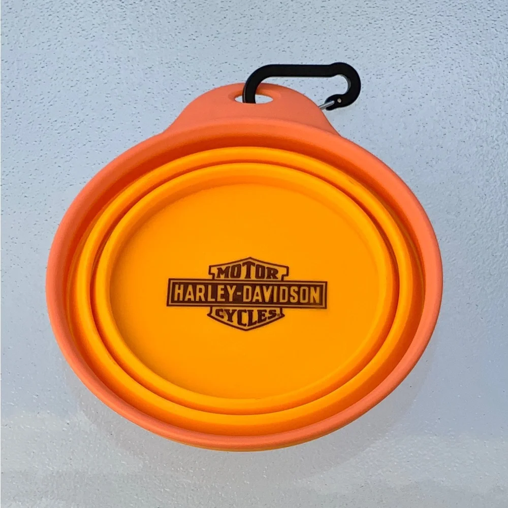 Harley-Davidson® Bright Orange Collapsible Silicone Pet Travel Bowl