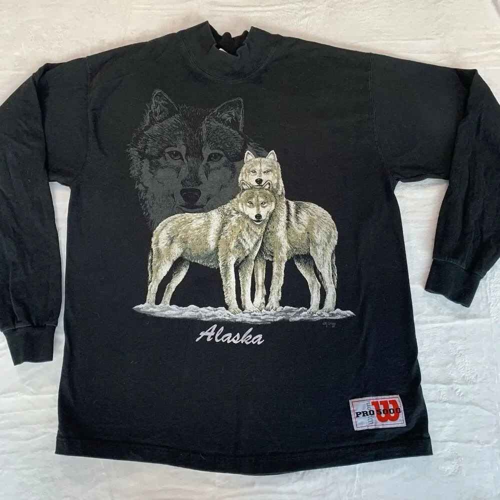 Vintage Wilson Wolfs Black Long Sleeve Size XL. Jan Griggs