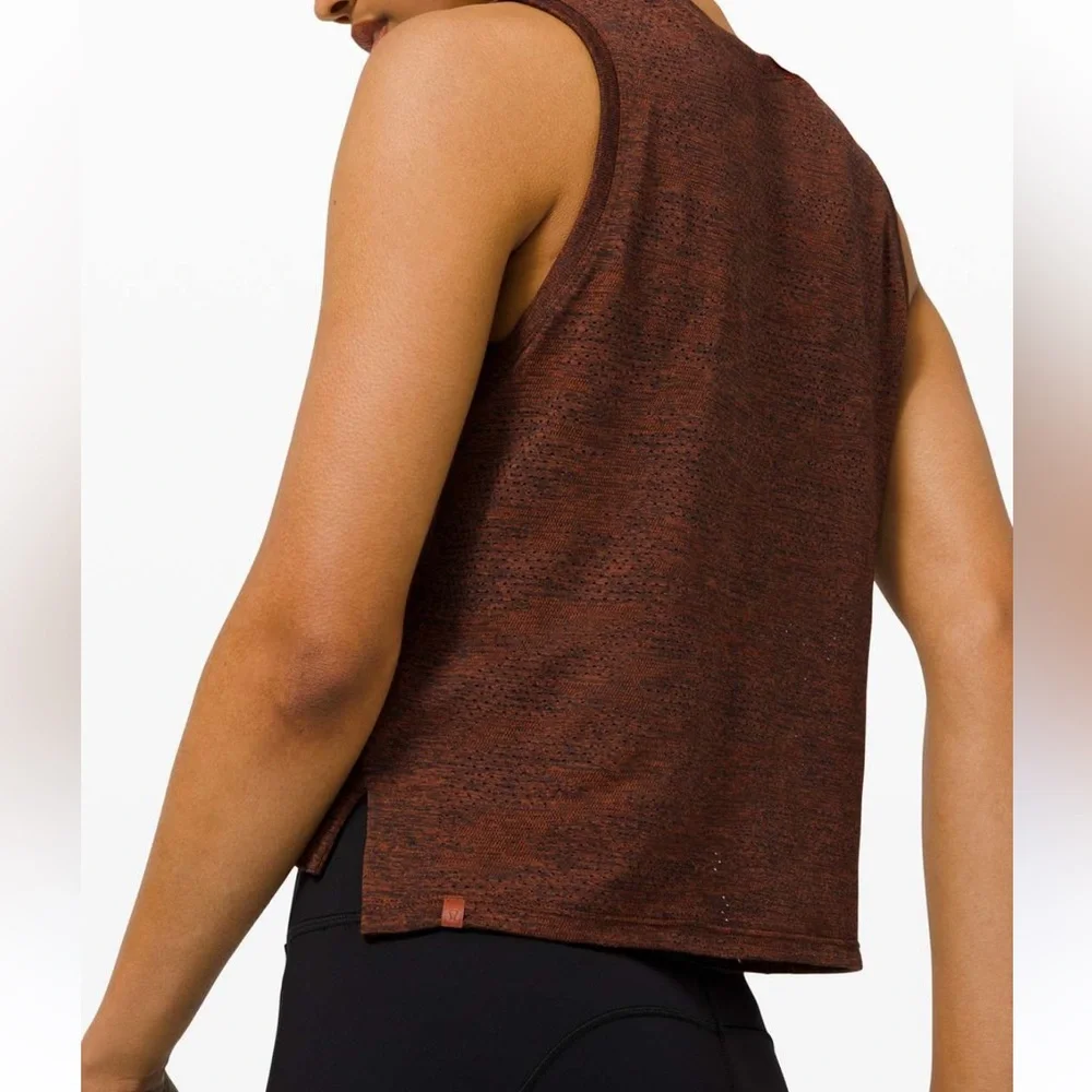 Lululemon Train To Be Muscle Tank Top Dot Camo Dark Terracotta Orange Size 4