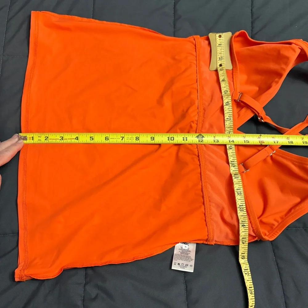 Lands' End V-Neck Plunge X Back Tankini Top - Size: Small Long - NWT