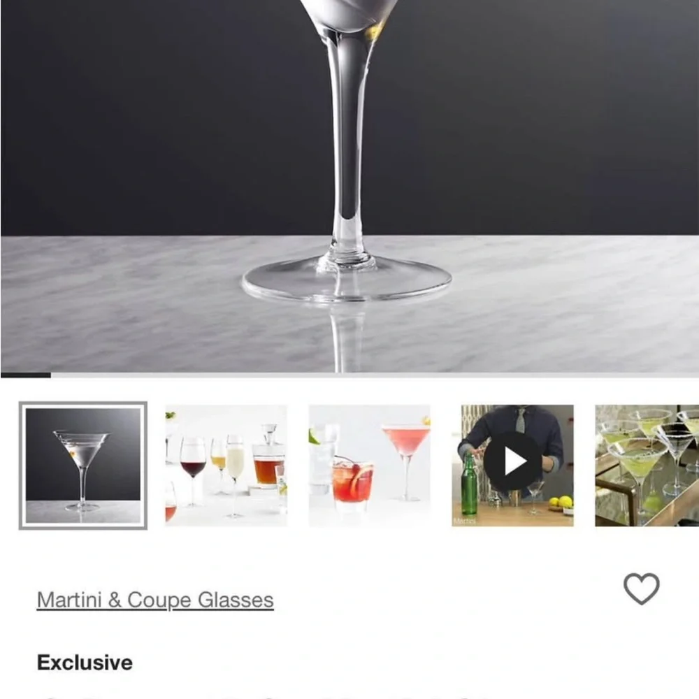 Crate&Barrel Clear Martini Glass