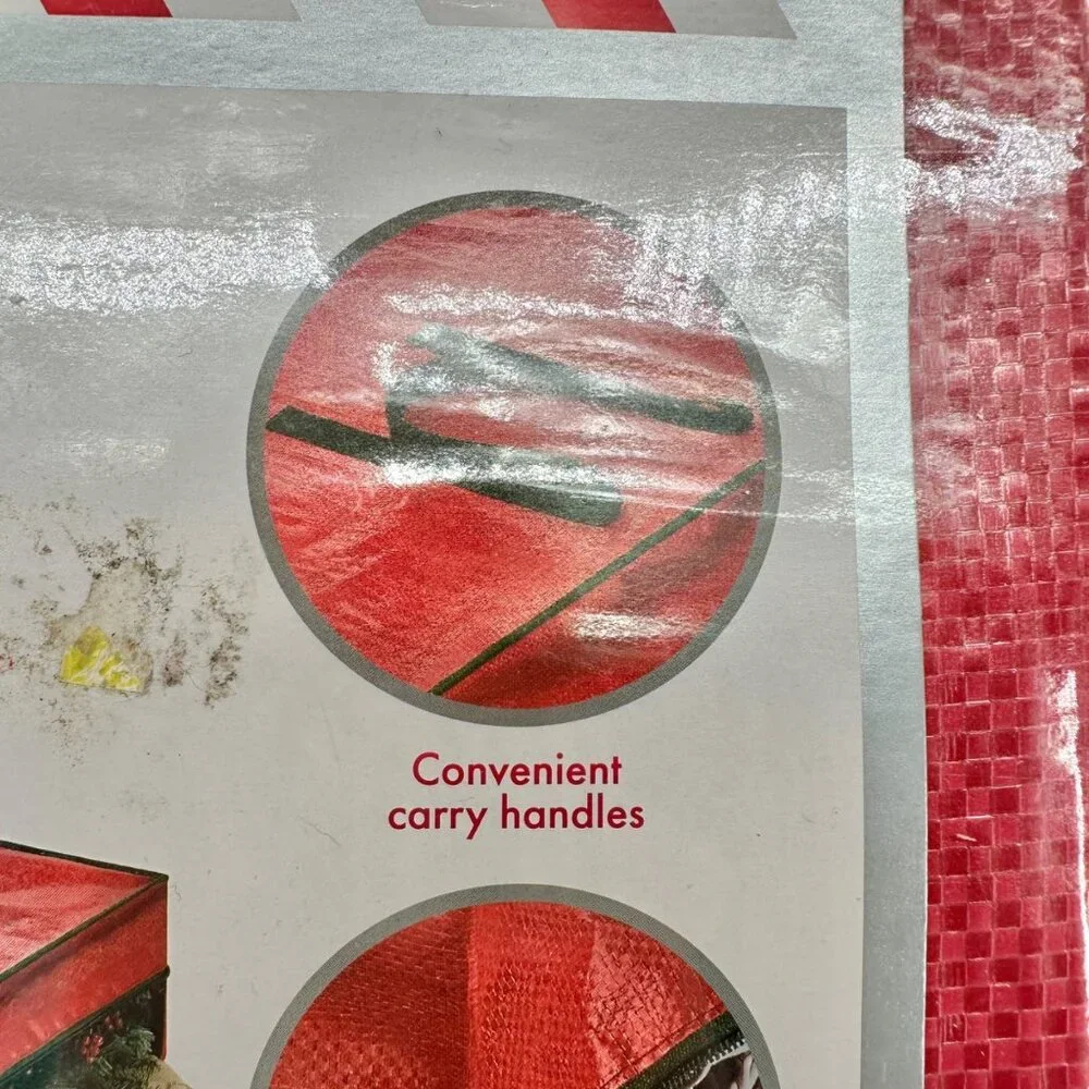 Whitmor Christmas Jumbo Storage Bags 1 New 1 Used Red Zip Up Handles 30x30x8 Red