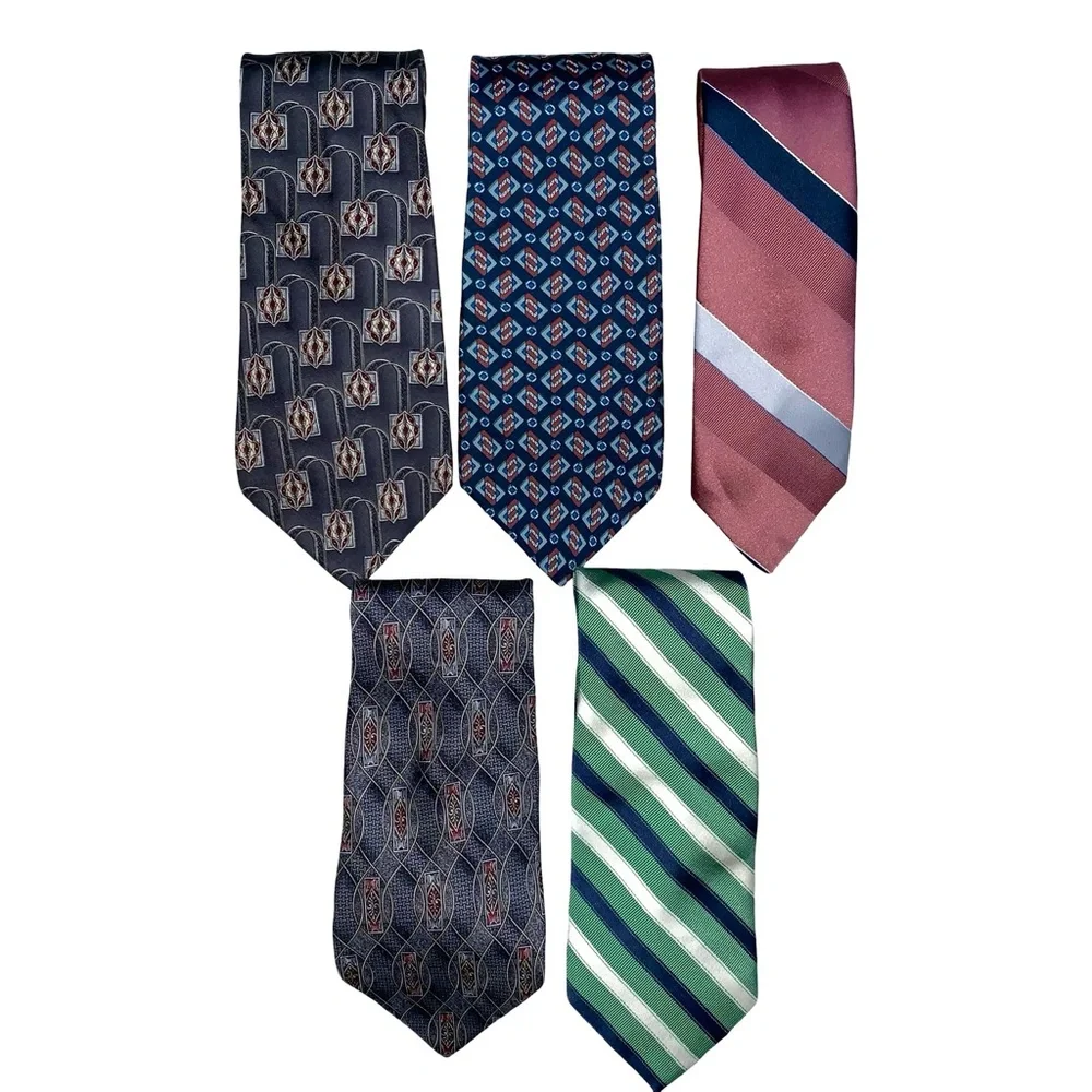 5 Vintage Silk Ties Jos A Bank College Roe Stafford Swank Italy Business Casual