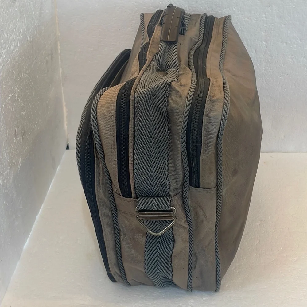 Vintage 90s Bentley Travel Bag soft sided nylon canvas gray