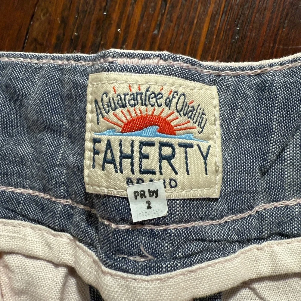NWT Faherty Shorts Mens 30 Pink Summer Malibu Linen Blend 9