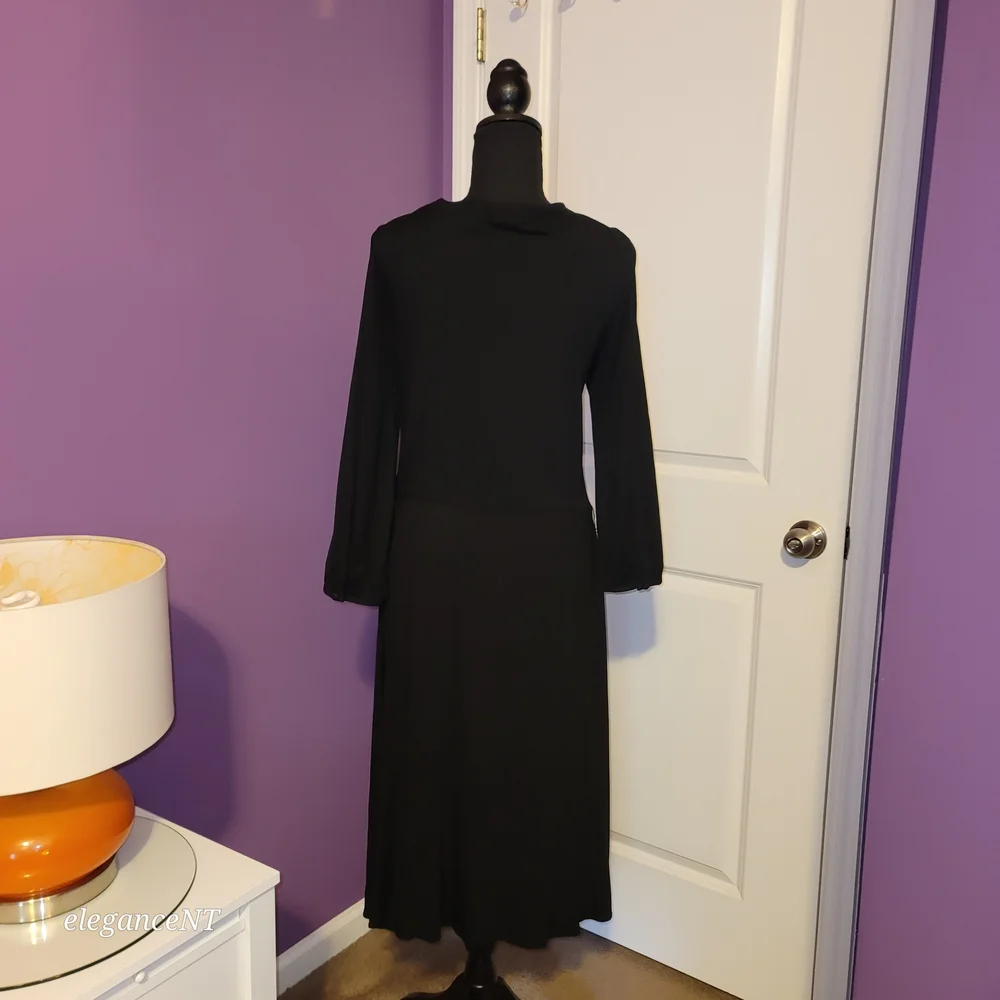 New York & Company Classic Faux Wrap Black Dress Sz: L