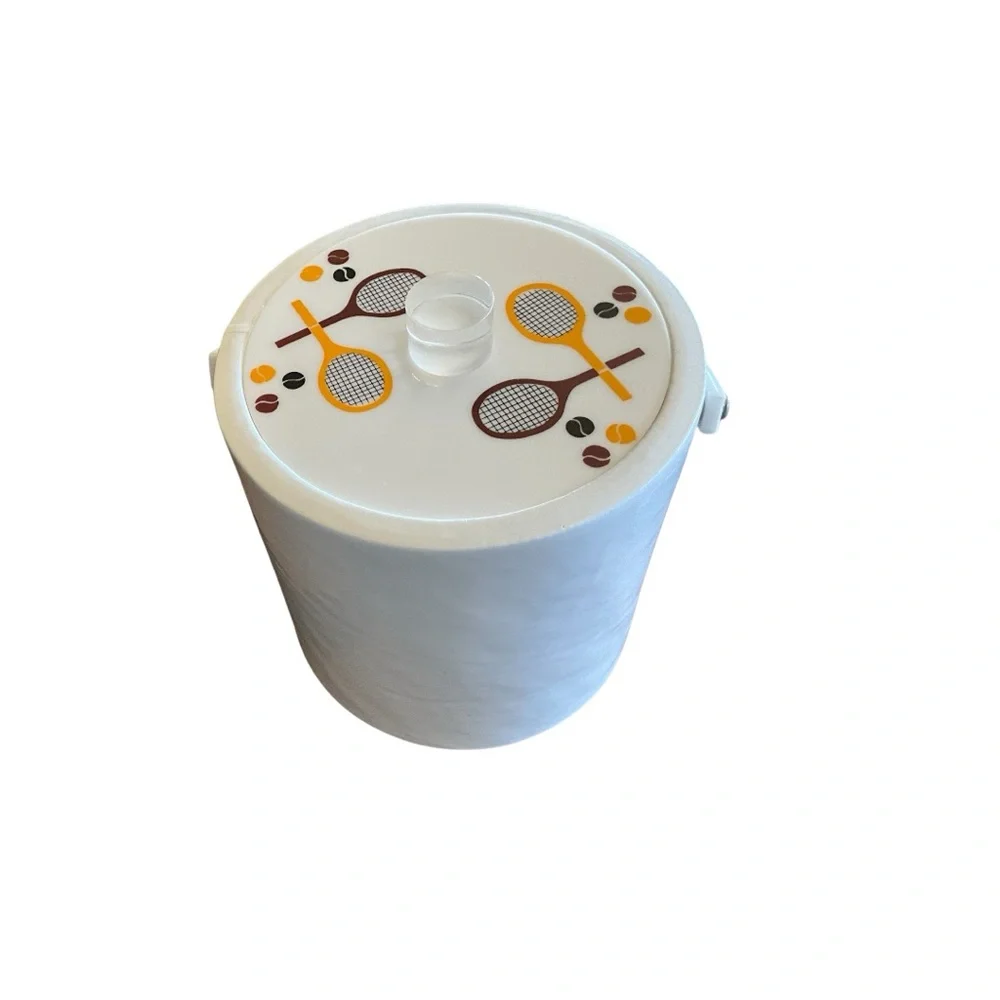 Morgan Designs Bucket Brigade Tennis Themed White Ice Bucket Vintage Aesthetic