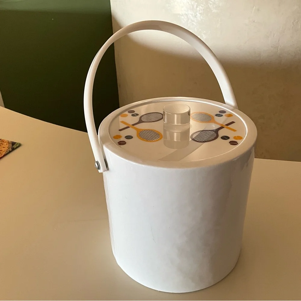 Morgan Designs Bucket Brigade Tennis Themed White Ice Bucket Vintage Aesthetic