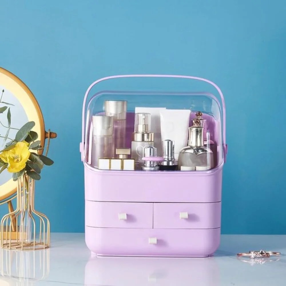 New Large Makeup Organizer with Drawers, Vanity Storage Box with Dustproof Lid