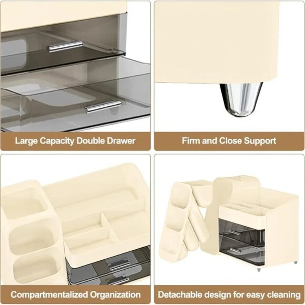 New Makeup Organizer with Drawer, Large Vanity Storage for Skincare & Cosmetics