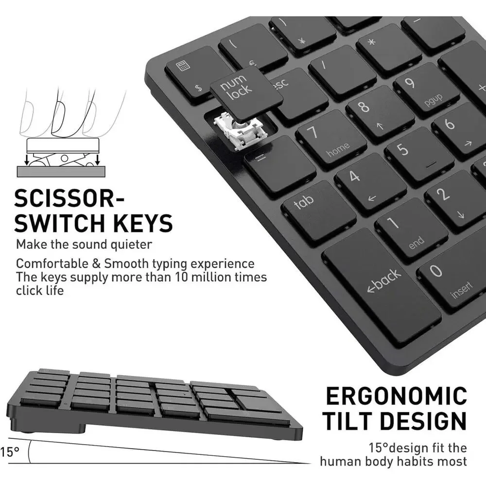 Havit Wireless Bluetooth Numeric Keypad 26 Keys Rechargeable for PC Laptop