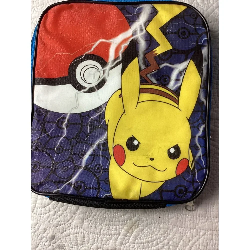 Pokemon Pikachu Lunch Bag*Pokeball Design*Insulated Interior*Square Shape Food