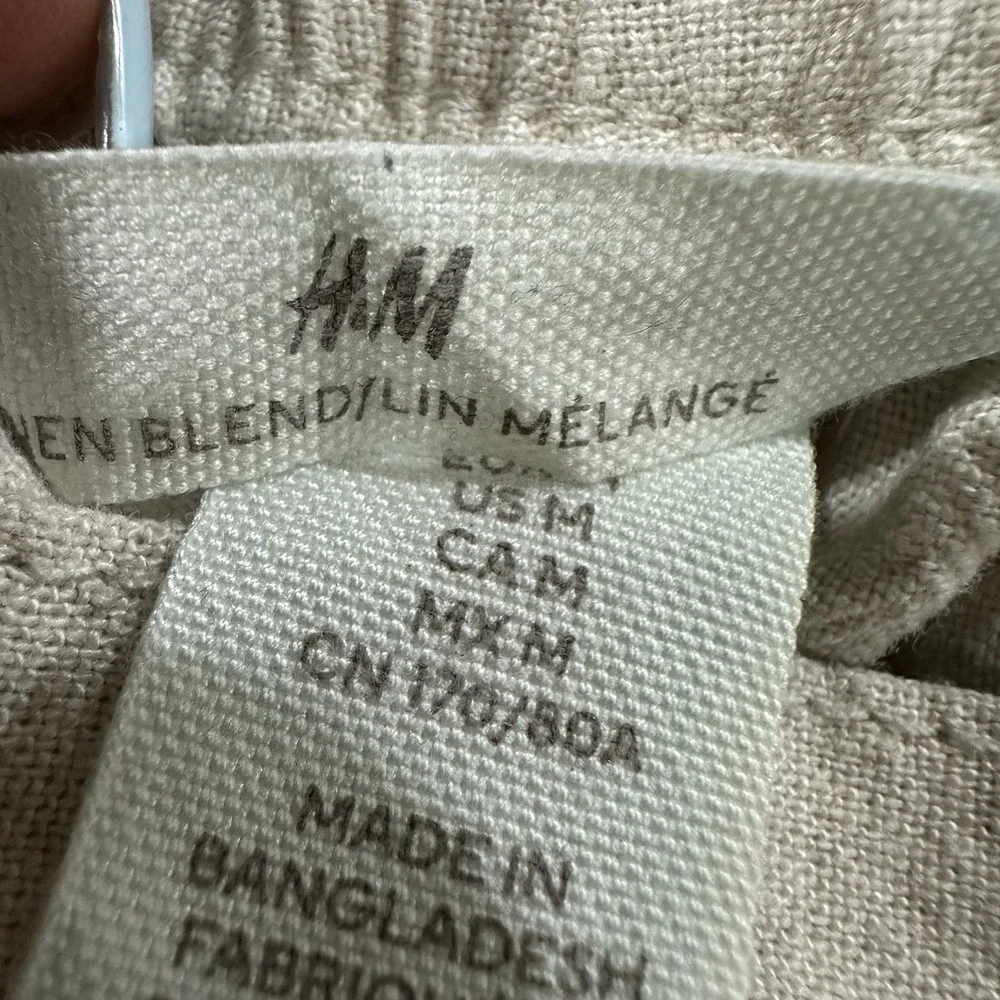 H&M Pants Lounge Women's Medium Comfy Beach Cream Linen Blend Boho Baggy