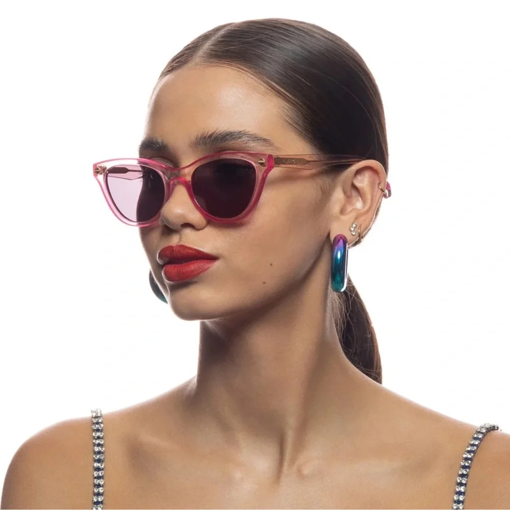 CAMILLA “Festival Frolic” Pink Acetate Cat-Eye Festival Beach Brunch Sunglasses