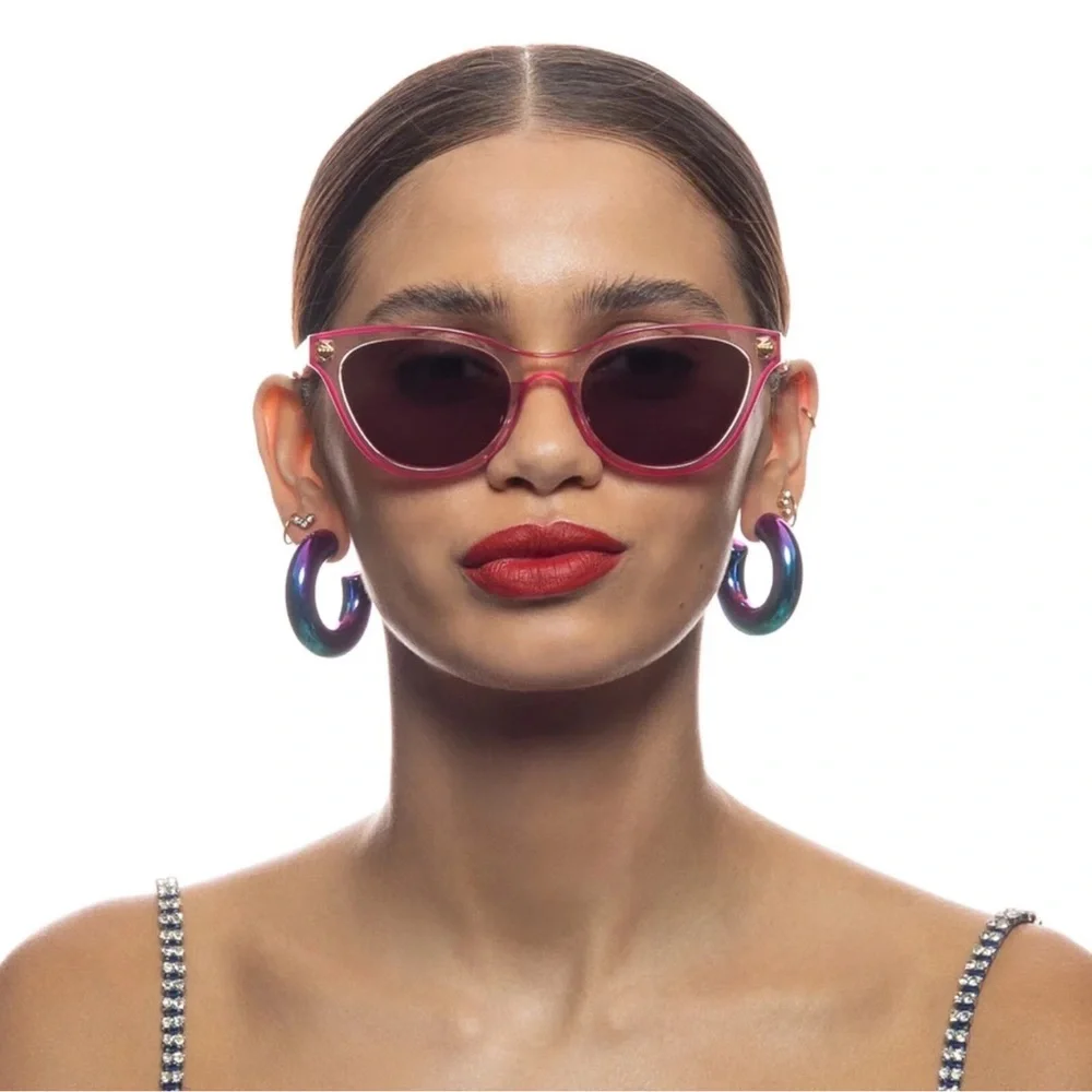 CAMILLA “Festival Frolic” Pink Acetate Cat-Eye Festival Beach Brunch Sunglasses