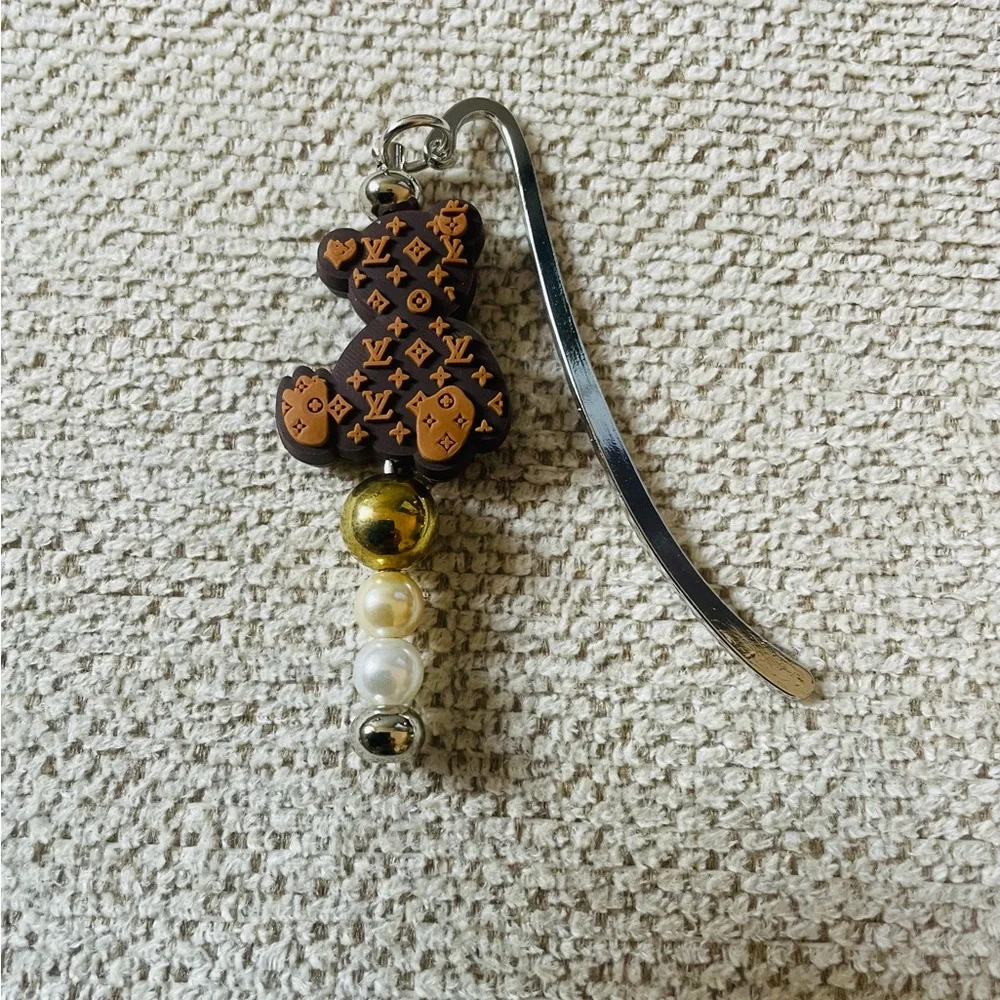 Louis Vuitton Monogram Bear Bookmark with Gold and Pearl Accents